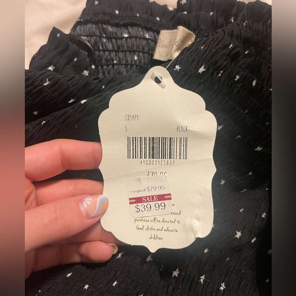 NWT Altr’d State Black Off the Shoulder Black and White Star Maxi Dress w/ Slit - Picture 9 of 10
